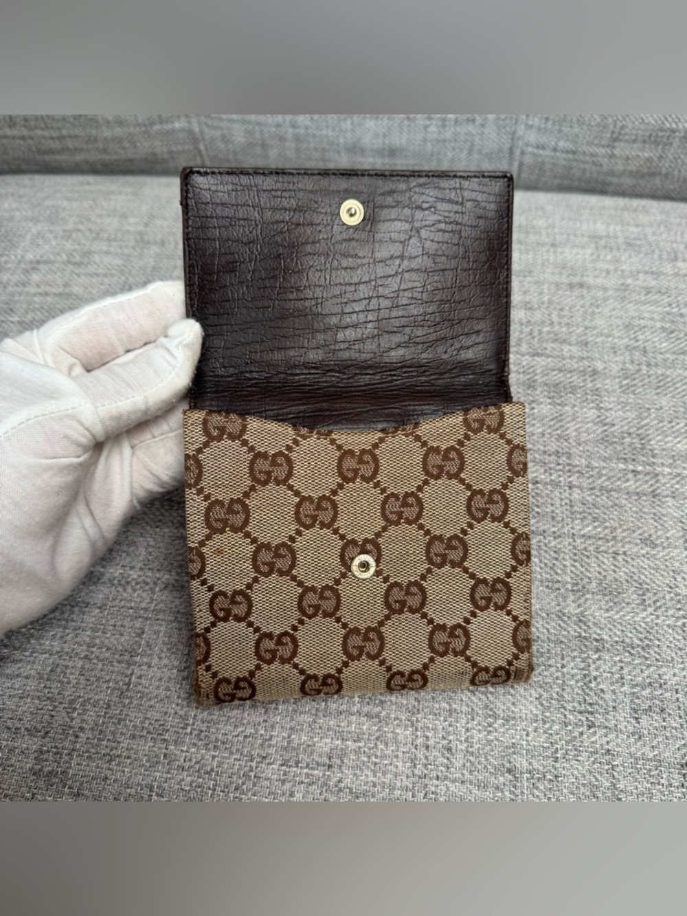 ✨GG Canvas Vintage Web Horsebit Compact Wallet✨ - Picture 14 of 17